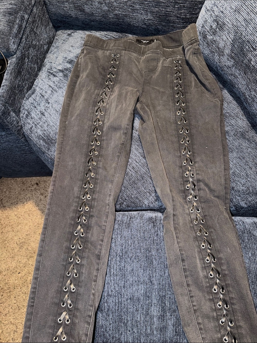 torrid Washed Charcoal Lace-Up Skinny Joggers